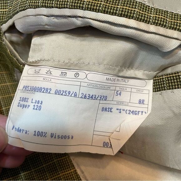 Isaia Napoli Nuova Base S Super 120's Green Plaid Check Wool Italy 54 - Picture 10 of 11